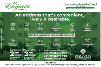 An address that's convenient lively and desirable is Zonasha Elegance, Bangalore